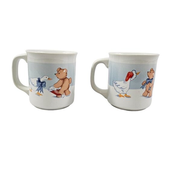 House of Lloyd Goose Bearies Teddy Bear & Goose  in the Snow Ceramic Cup Mugs - Picture 4 of 15